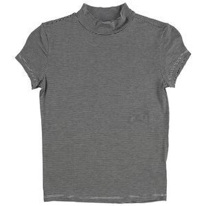 Aeropostale Womens Striped Mock Graphic T-Shirt, Black, NWT